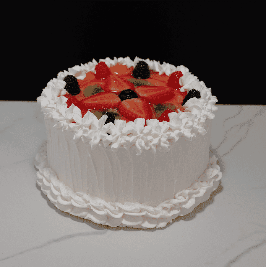 Fake Small Vanilla Frosted Cake with Fruit