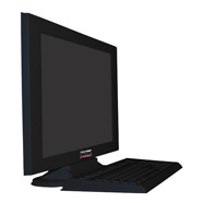 Faux desktop computer props in black matte for home staging, interior design advertising and retail stores.