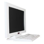 Fake desktop computer props in white matte for home staging, interior design advertising and retail stores.