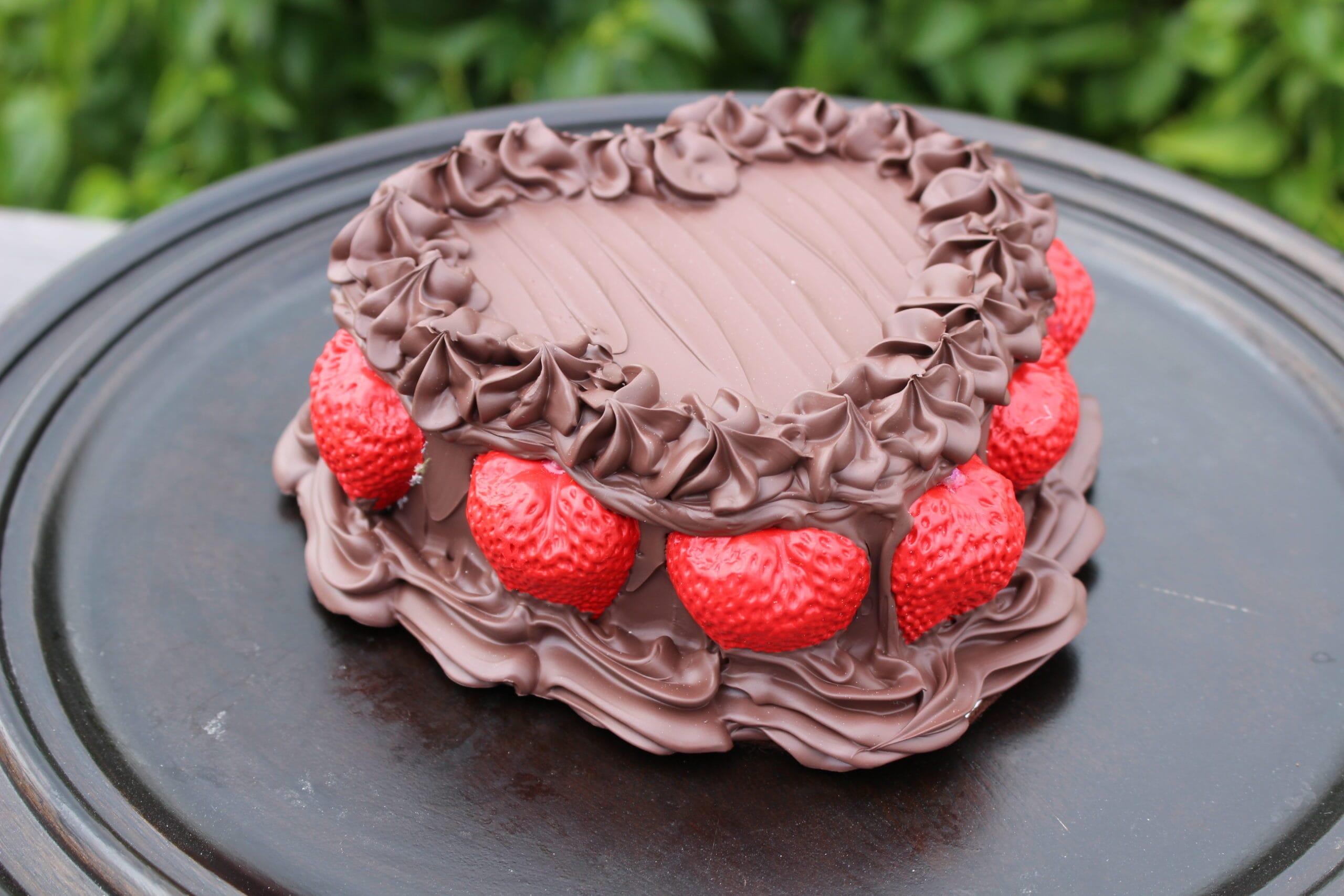 Fake Chocolate Frosted Heart Cake