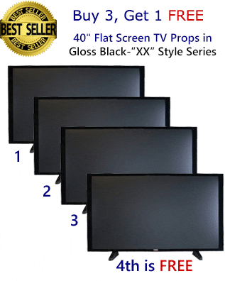 Buy 3 Get 1 FREE 4-Pack of 40" TV Prop Plasma-LED-LCD TVs in Gloss Black on Matte Black