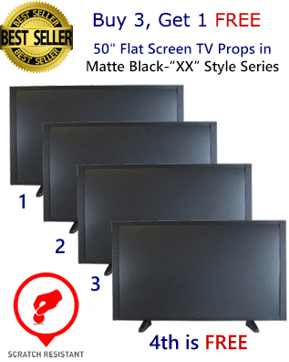 Buy 3 Get 1 FREE (4-Pack) of 50" TV Prop Plasma-LED-LCD TVs in Matte Black