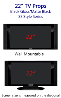 22 TV Props - HDTV  Style (with Side Speakers) in Gloss Black/Matte Black