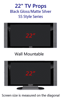 22 Inch TV Props - HDTV  Style (with Side Speakers) in Gloss Black/Matte Silver