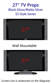 27 Inch TV Props - HDTV Style (with Side Speakers) in Gloss Black/Matte Silver