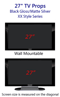 27 Inch TV Props - Plasma TV Style in Gloss Black/Matte Silver