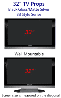 32 Inch TV Props - HDTV Style (with Bottom Speaker) in Gloss Black/Matte Silver