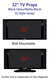 32 TV Props - HDTV Style (with Side Speakers) in Gloss Black/Matte Black