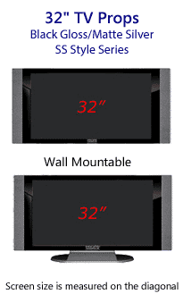 32 TV Props - HDTV Style (with Side Speakers) in Gloss Black/Matte Silver