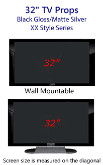32 Inch TV Props - Plasma TV Style in Gloss Black/Matte Silver