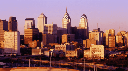 22" TV Screen Image #110 Philadelphia at Sunset (Screen Print Only. 22 Inch TV Prop Not Included)