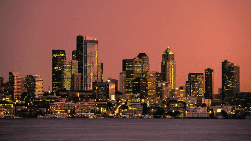 Computer Screen Image #157 Seattle at Dusk Screen Image (Image Only. Computer Prop Not Included)