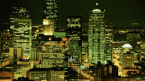 Computer Screen Image #158 Seattle at Night Screen Image (Image Only. Computer Prop Not Included)