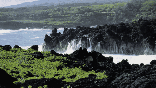 Computer Screen Image #162 Waves Against the Lava Rocks Screen Image (Image Only. Computer Prop Not Included)