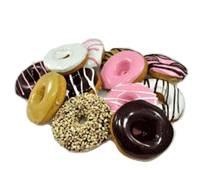 Fake Food Prop Displays: Fake Donuts, Artificial Donuts for display, Fake Doughuts from Props America.
